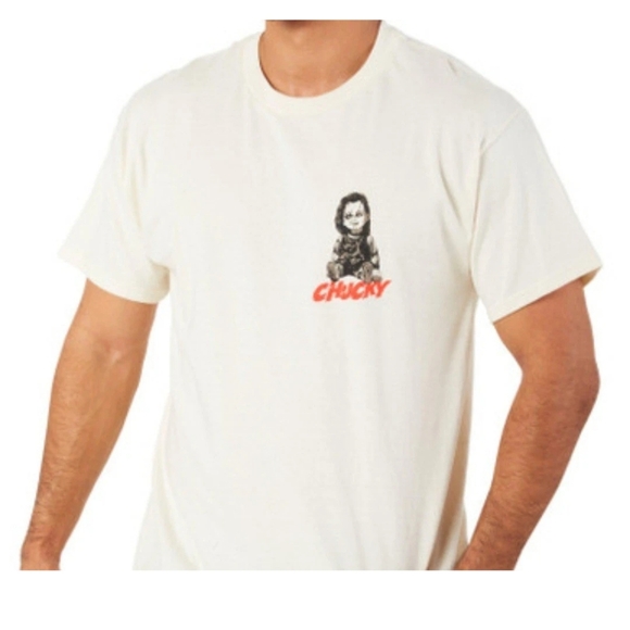 Chucky T- Shirt Mens Regular Size Small Short Sleeve 100% Cotton Color Cream - Picture 1 of 7